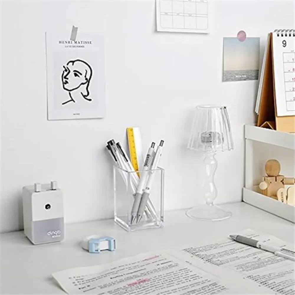 Clear Acrylic Pen Holder Pencil Cup Makeup Brush Holder Desk Organizer 2 Pack